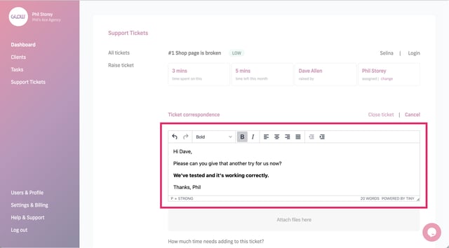 manage multiple wordpress sites with glow - rich text editor