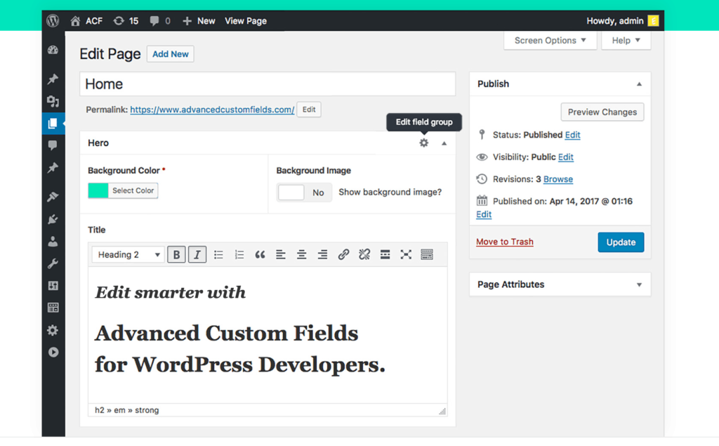 Advanced Custom Fields within the Classic Editor.