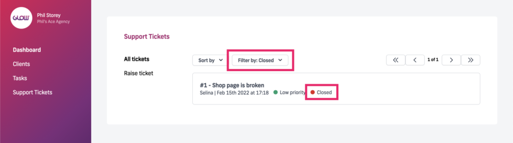 manage multiple wordpress sites with glow, understanding closed support tickets
