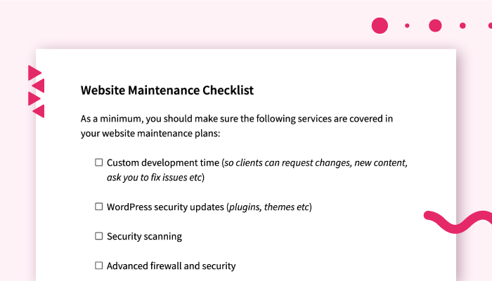 website maintenance checklist - front cover
