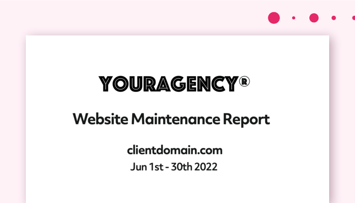 website maintenance report template