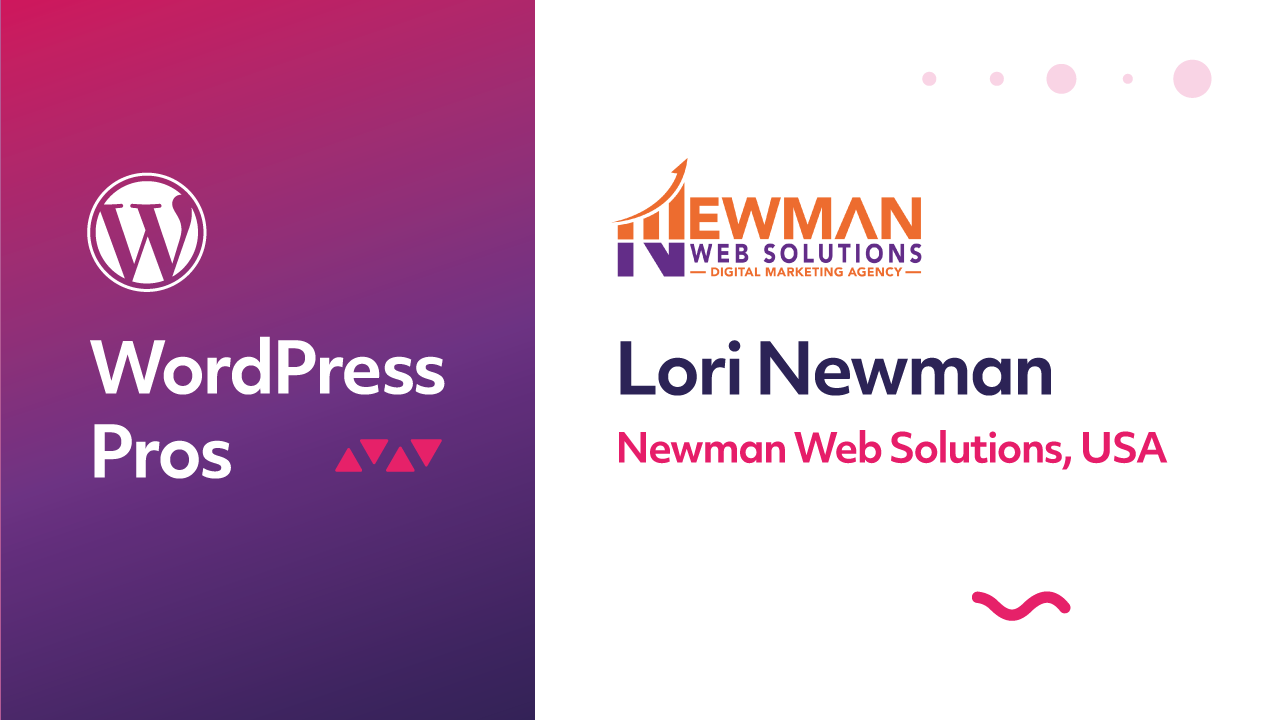 graphic for the glow content series titled wordpress pros, featuring usa based agency owner, lori newman